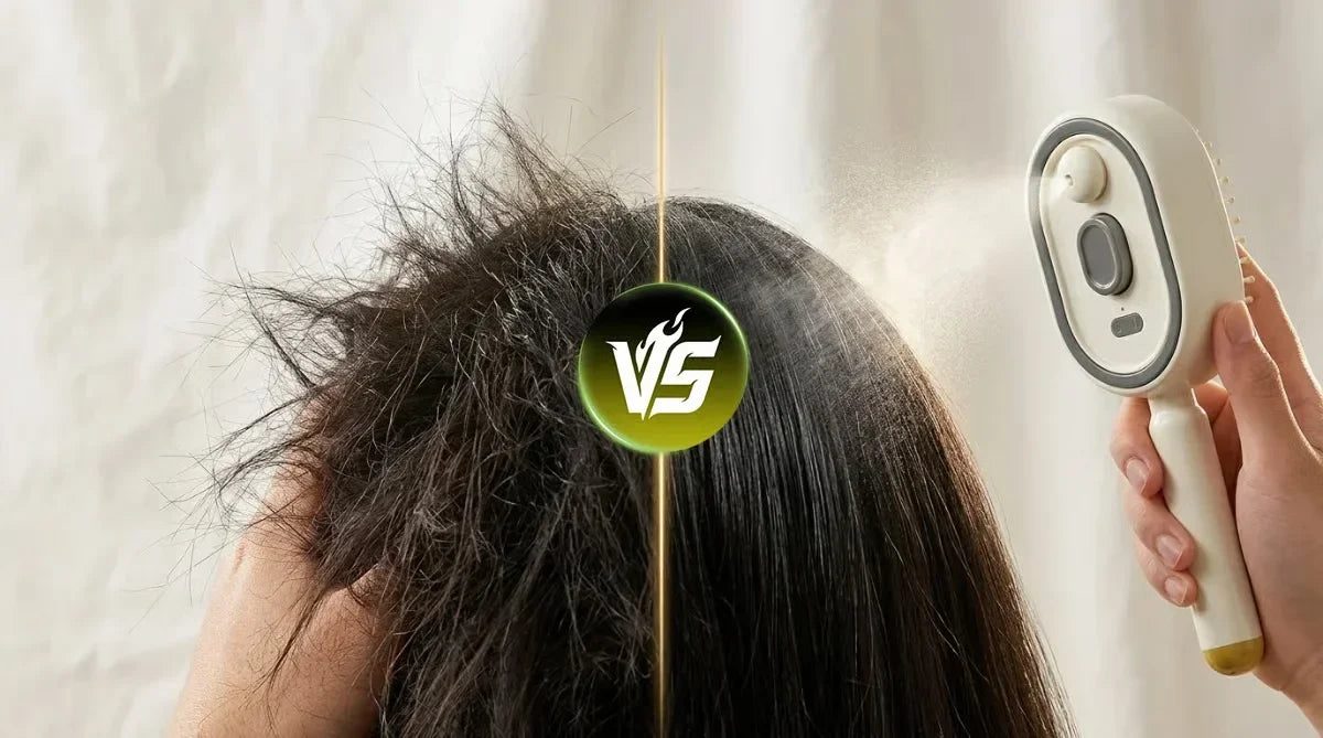 Antes y después: cabello con frizz vs. cabello liso y brillante